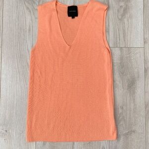 Orange V-Neck Sleeve Pullover Sweater Vest
